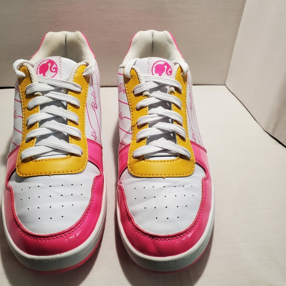 Barbie Limited Edition 2023 Pink/Yellow Court Sneaker Mattel sz 9 Gently Worn